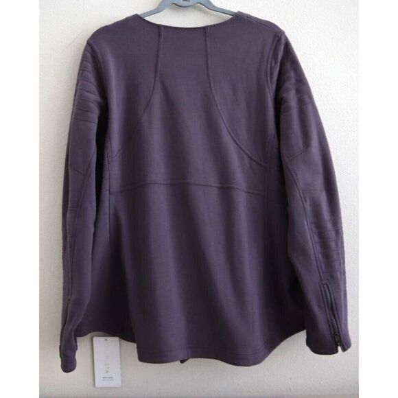 Athleta S252-0042 Women's Sz 2XL Purple Asymmetrical Full Zip Moto Jacket - Picture 2 of 12